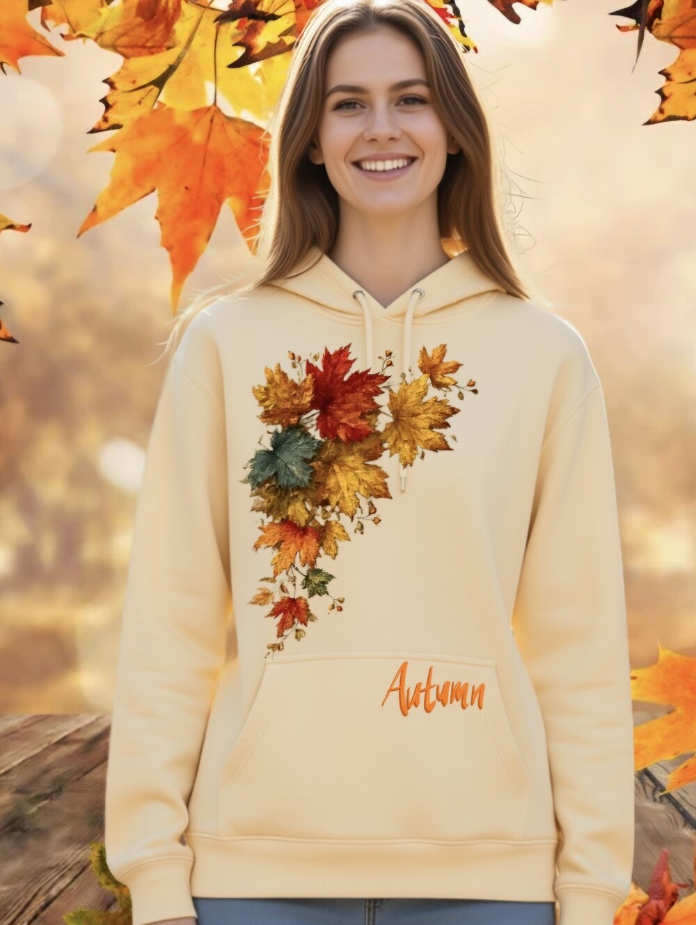 AD Golden Girl — Premium Custom Autumn Fall Leaves Hoodie Sweatshirt (Limited Ed